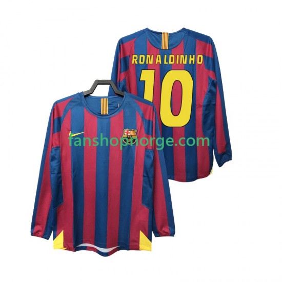 Billige Fotballdrakter FC Barcelona RONALDINHO 10 2005 Retro Herre Hjemmedrakt 2006 Langermet