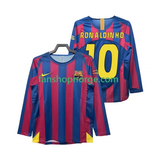 Billige Fotballdrakter FC Barcelona RONALDINHO 10 Champions League 2005 Retro Herre Hjemmedrakt 2006 Langermet