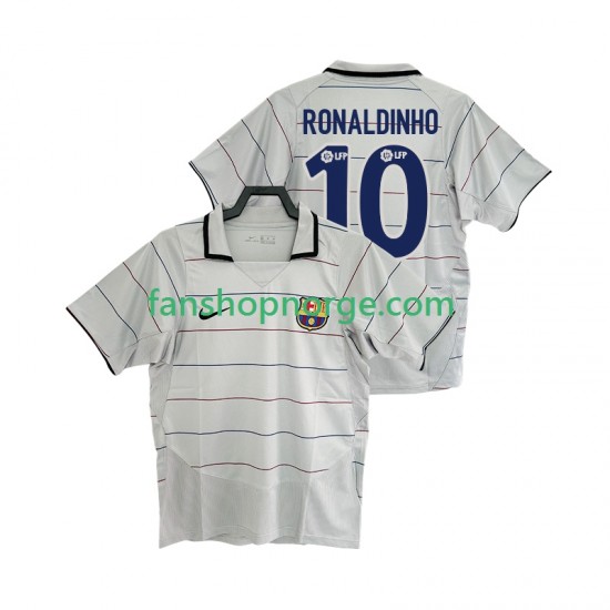 Billige Fotballdrakter FC Barcelona RONALDINHO 10 2003 Retro Herre Bortedrakt 2004 Kortermet