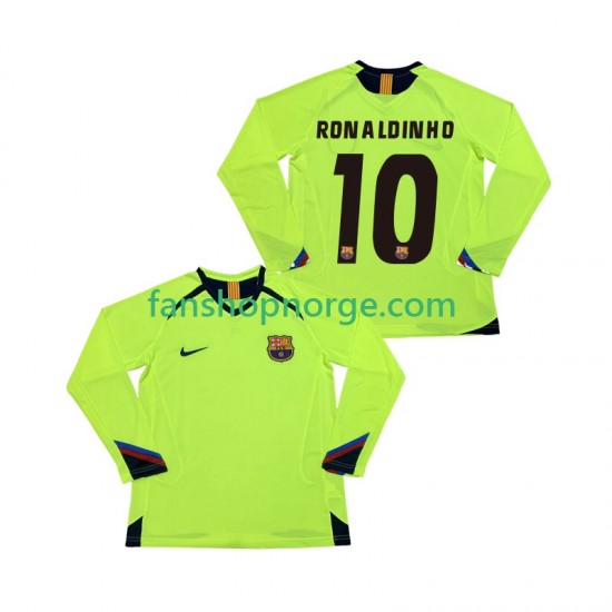 Billige Fotballdrakter FC Barcelona RONALDINHO 10 2005 Retro Herre Bortedrakt 2006 Langermet