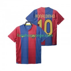 Billige Fotballdrakter FC Barcelona RONALDINHO 10 2007 Retro Herre Hjemmedrakt 2006 Kortermet