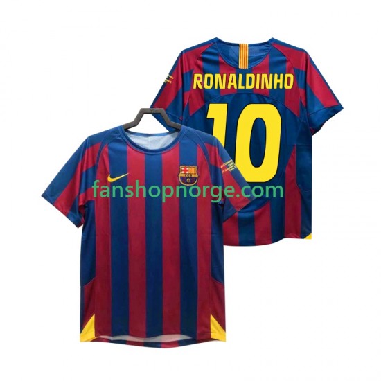 Billige Fotballdrakter FC Barcelona RONALDINHO 10 Champions League 2005 Retro Herre Hjemmedrakt 2006 Kortermet