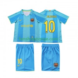Billige Fotballdrakter FC Barcelona RONALDINHO 10 2007 Retro Barn Bortedrakt 2008 Kortermet