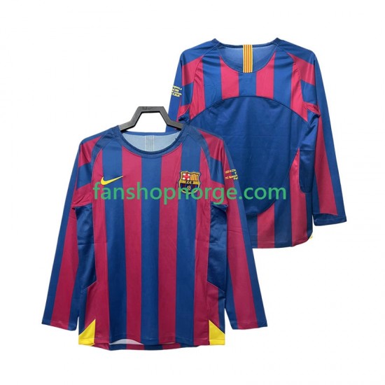 Billige Fotballdrakter FC Barcelona Champions League 2005 Retro Herre Hjemmedrakt 2006 Langermet