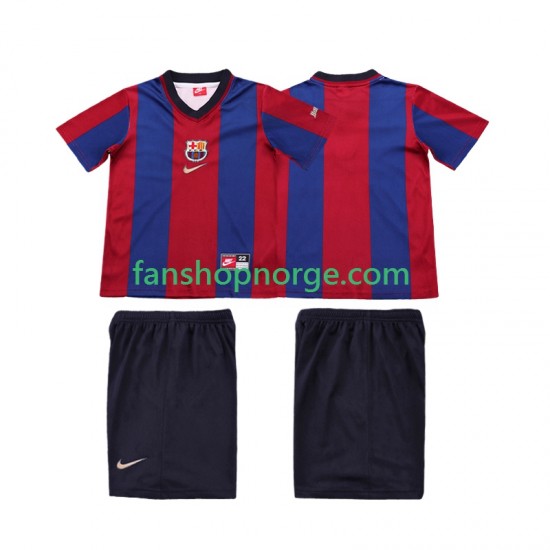 Billige Fotballdrakter FC Barcelona Retro Barn Hjemmedrakt 1998 1999 Kortermet