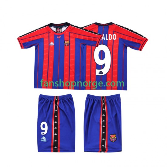 Billige Fotballdrakter FC Barcelona Ronaldo 9 1997 Retro Barn Hjemmedrakt 1998 Kortermet