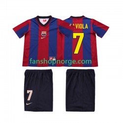 Billige Fotballdrakter FC Barcelona SAVIOLA 7 Retro Barn Hjemmedrakt 1998 1999 Kortermet