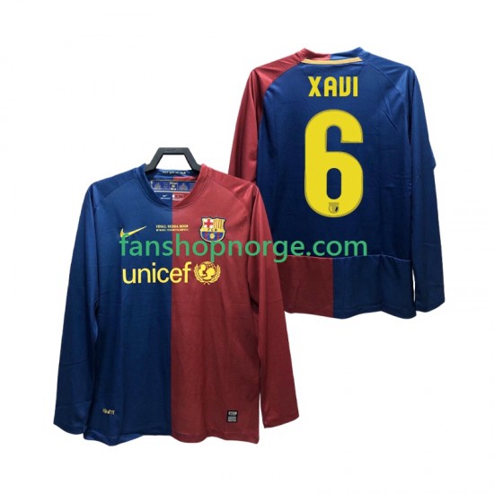 Billige Fotballdrakter FC Barcelona XAVI 6 Champions League 2009 Retro Herre Hjemmedrakt 2008 Langermet