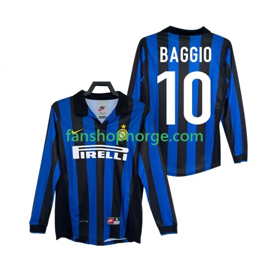 Billige Fotballdrakter Inter Milan BAGGIO 10 Retro Herre Hjemmedrakt 1998 1999 Langermet