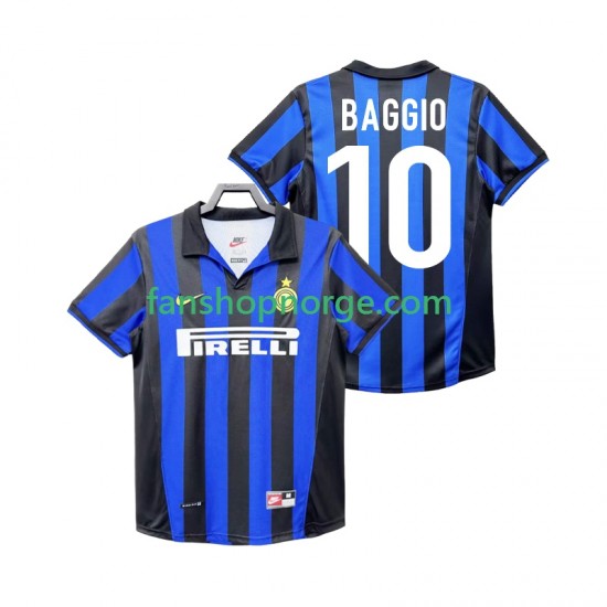 Billige Fotballdrakter Inter Milan BAGGIO 10 Retro Herre Hjemmedrakt 1998 1999 Kortermet
