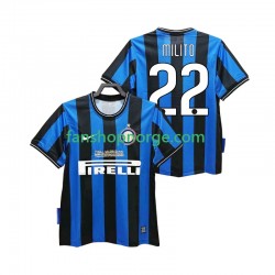 Billige Fotballdrakter Inter Milan MILITO 22 2009 Retro Herre Hjemmedrakt 2010 Kortermet