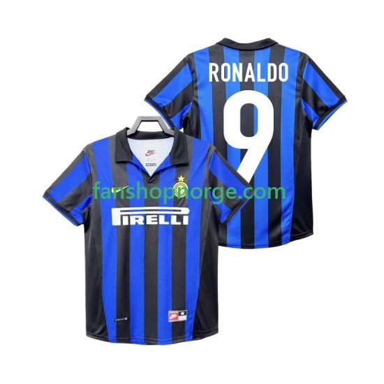Billige Fotballdrakter Inter Milan Roanldo 9 Retro Herre Hjemmedrakt 1998 1999 Kortermet