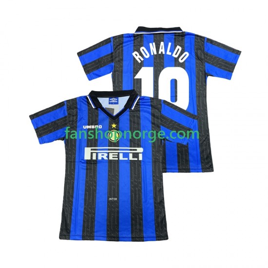Billige Fotballdrakter Inter Milan Ronaldo 10 1997 Retro Herre Hjemmedrakt 1998 Kortermet