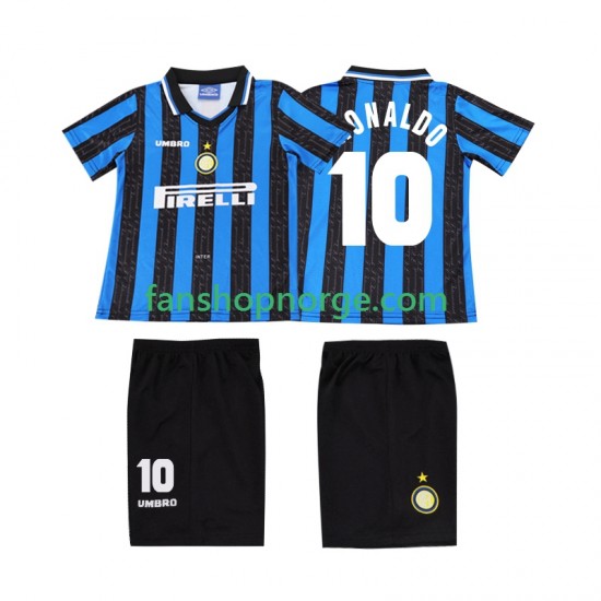 Billige Fotballdrakter Inter Milan Ronaldo 10 1997 Retro Barn Hjemmedrakt 1998 Kortermet
