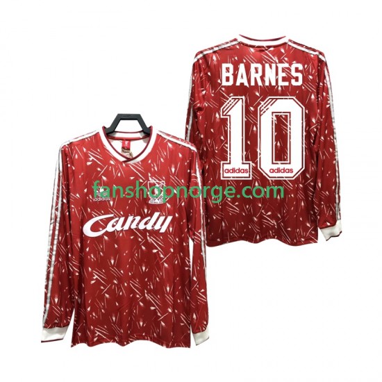 Billige Fotballdrakter Liverpool BARNES 10 1989 1991 Retro Herre Hjemmedrakt Langermet
