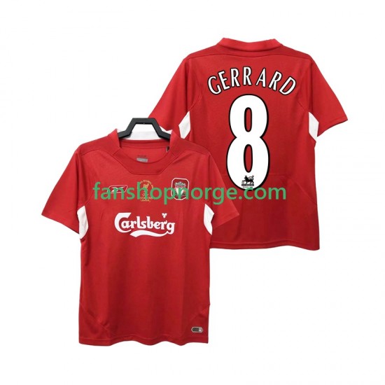 Billige Fotballdrakter Liverpool GERRARD 8 2005 Retro Herre Hjemmedrakt 2004 Kortermet