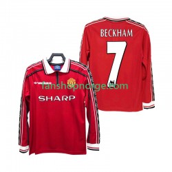 Billige Fotballdrakter Manchester United BECKHAM 7 Retro Herre Hjemmedrakt 1998 1999 Langermet