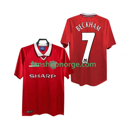 Billige Fotballdrakter Manchester United BECKHAM 7 2000 Retro Herre Hjemmedrakt 1999 Kortermet