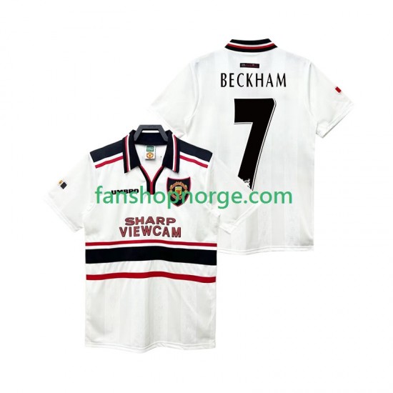 Billige Fotballdrakter Manchester United Beckham 7 Retro Herre Bortedrakt 1998 1999 Kortermet
