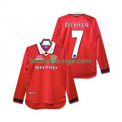 Billige Fotballdrakter Manchester United Beckham 7 2000 Retro Herre Hjemmedrakt 1999 Langermet