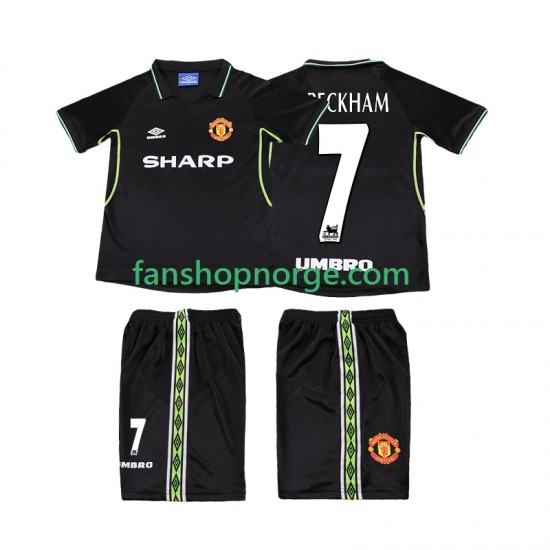 Billige Fotballdrakter Manchester United Beckham 7 Retro Barn Tredjedrakt 1998 1999 Kortermet