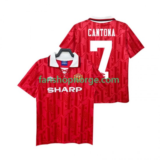 Billige Fotballdrakter Manchester United CANTONA 7 1992 Retro Herre Hjemmedrakt 1994 Kortermet