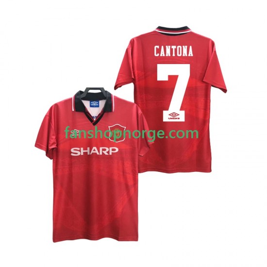 Billige Fotballdrakter Manchester United CANTONA 7 1996 Retro Herre Hjemmedrakt 1994 Kortermet