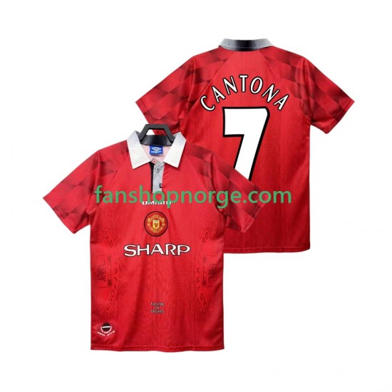 Billige Fotballdrakter Manchester United CANTONA 7 1996 1997 Retro Herre Hjemmedrakt Kortermet