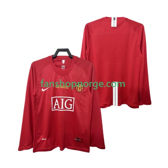 Billige Fotballdrakter Manchester United Champions League 2007 Retro Herre Hjemmedrakt 2008 Langermet