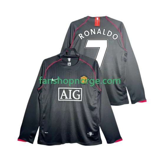 Billige Fotballdrakter Manchester United Critstiano Ronaldo 7 2007 Retro Herre Bortedrakt 2008 Langermet