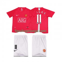 Billige Fotballdrakter Manchester United GIGGS 11 Premier League 2007 Retro Barn Hjemmedrakt 2008 Kortermet