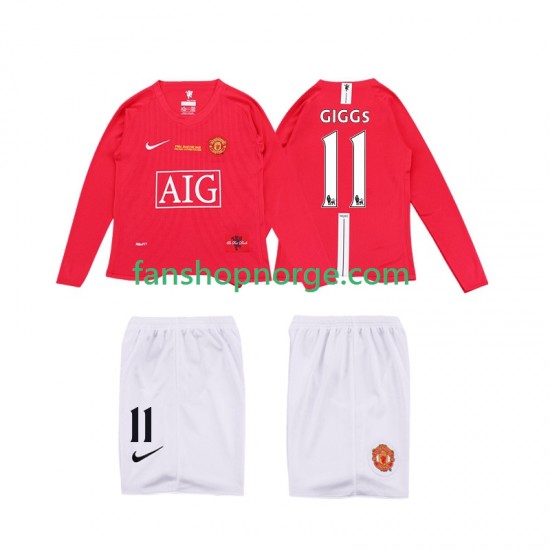Billige Fotballdrakter Manchester United GIGGS 11 Premier League 2009 Retro Barn Hjemmedrakt 2008 Langermet
