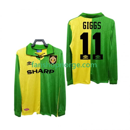 Billige Fotballdrakter Manchester United GIGGS 11 1992 Retro Herre Bortedrakt 1994 Langermet