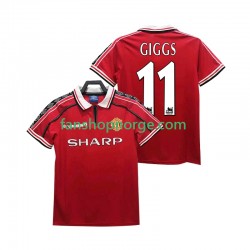 Billige Fotballdrakter Manchester United GIGGS 11 Retro Herre Hjemmedrakt 1998 1999 Kortermet