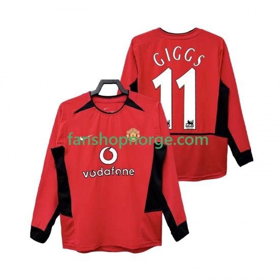 Billige Fotballdrakter Manchester United GIGGS 11 Retro Herre Hjemmedrakt 2002 2004 Langermet