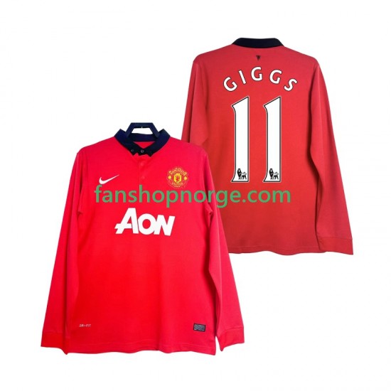 Billige Fotballdrakter Manchester United GIGGS 11 2013 2014 Retro Herre Hjemmedrakt Langermet