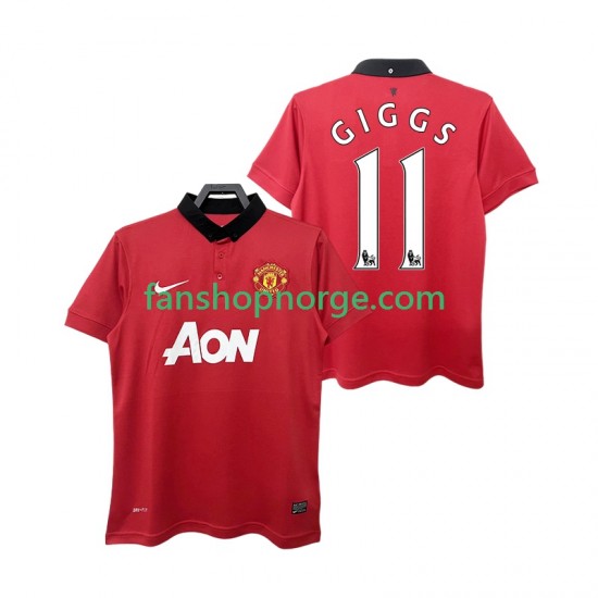 Billige Fotballdrakter Manchester United GIGGS 11 2013 2014 Retro Herre Hjemmedrakt Kortermet