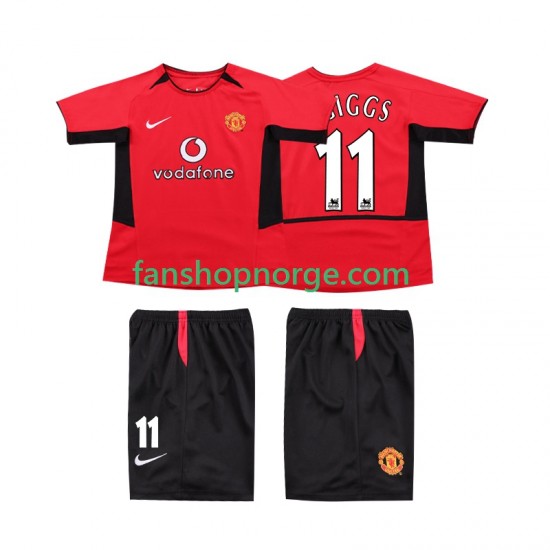 Billige Fotballdrakter Manchester United GIGGS 11 Retro Barn Hjemmedrakt 2002 2004 Kortermet