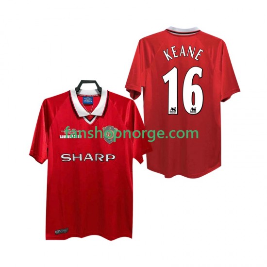 Billige Fotballdrakter Manchester United Keane 16 2000 Retro Herre Hjemmedrakt 1999 Kortermet