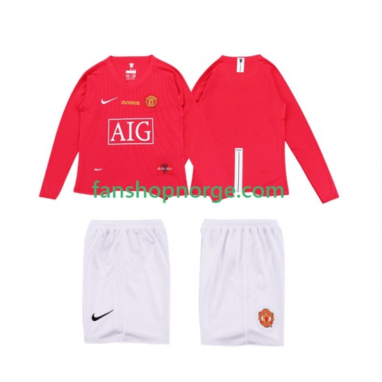 Billige Fotballdrakter Manchester United Premier League 2009 Retro Barn Hjemmedrakt 2008 Langermet