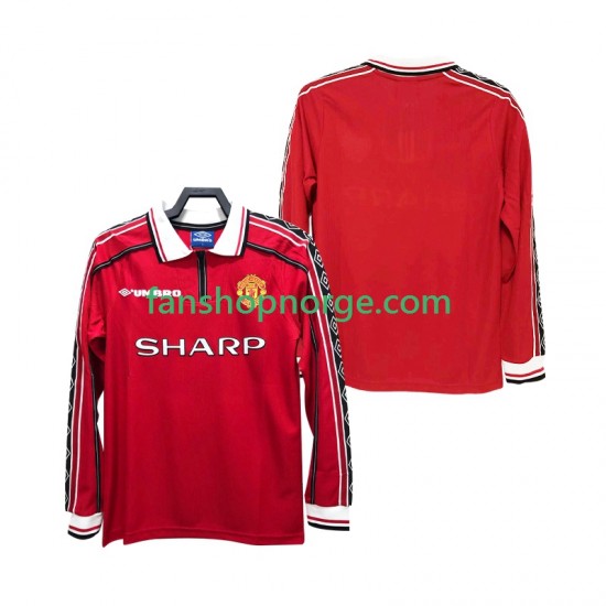 Billige Fotballdrakter Manchester United Retro Herre Hjemmedrakt 1998 1999 Langermet