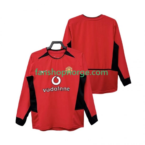 Billige Fotballdrakter Manchester United Retro Herre Hjemmedrakt 2002 2004 Langermet