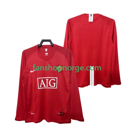 Billige Fotballdrakter Manchester United 2007 Retro Herre Hjemmedrakt 2008 Langermet