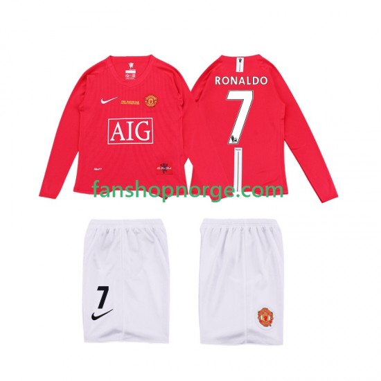 Billige Fotballdrakter Manchester United Ronaldo 7 Premier League 2009 Retro Barn Hjemmedrakt 2008 Langermet