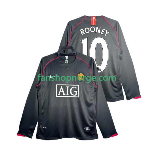 Billige Fotballdrakter Manchester United Rooney 10 2007 Retro Herre Bortedrakt 2008 Langermet