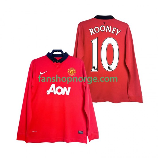 Billige Fotballdrakter Manchester United Rooney 10 2013 2014 Retro Herre Hjemmedrakt Langermet