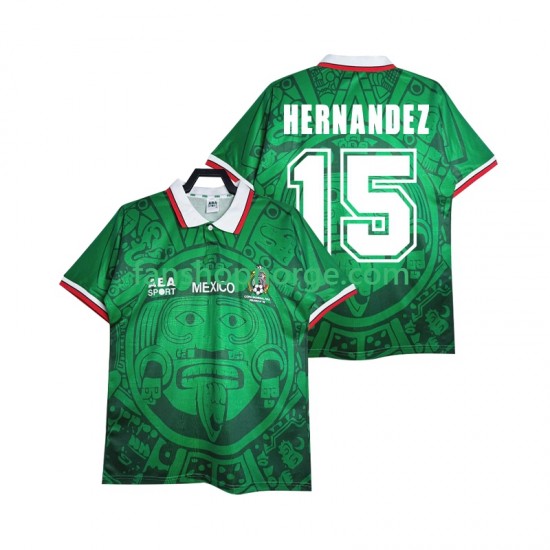 Billige Fotballdrakter Mexico HERNANDEZ 15 Retro Herre Hjemmedrakt 1998 Kortermet