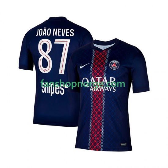 Billige Fotballdrakter Paris Saint-Germain Joao Neves 87 Herre Hjemmedrakt 2025-2026 Kortermet