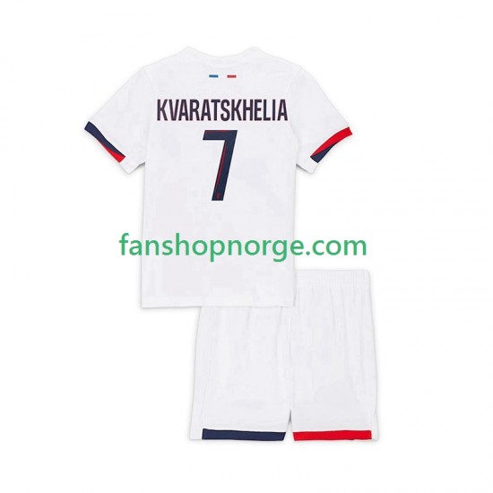Billige Fotballdrakter Paris Saint-Germain Khvicha Kvaratskhelia 7 Barn Bortedrakt 2025-2026 Kortermet