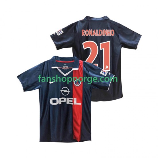 Billige Fotballdrakter Paris Saint-Germain RONALDINHO 21 2001 Retro Herre Hjemmedrakt 2002 Kortermet